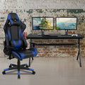 Black Reclining Gaming Chair Set with Cup Holder and Headphone Hook E996