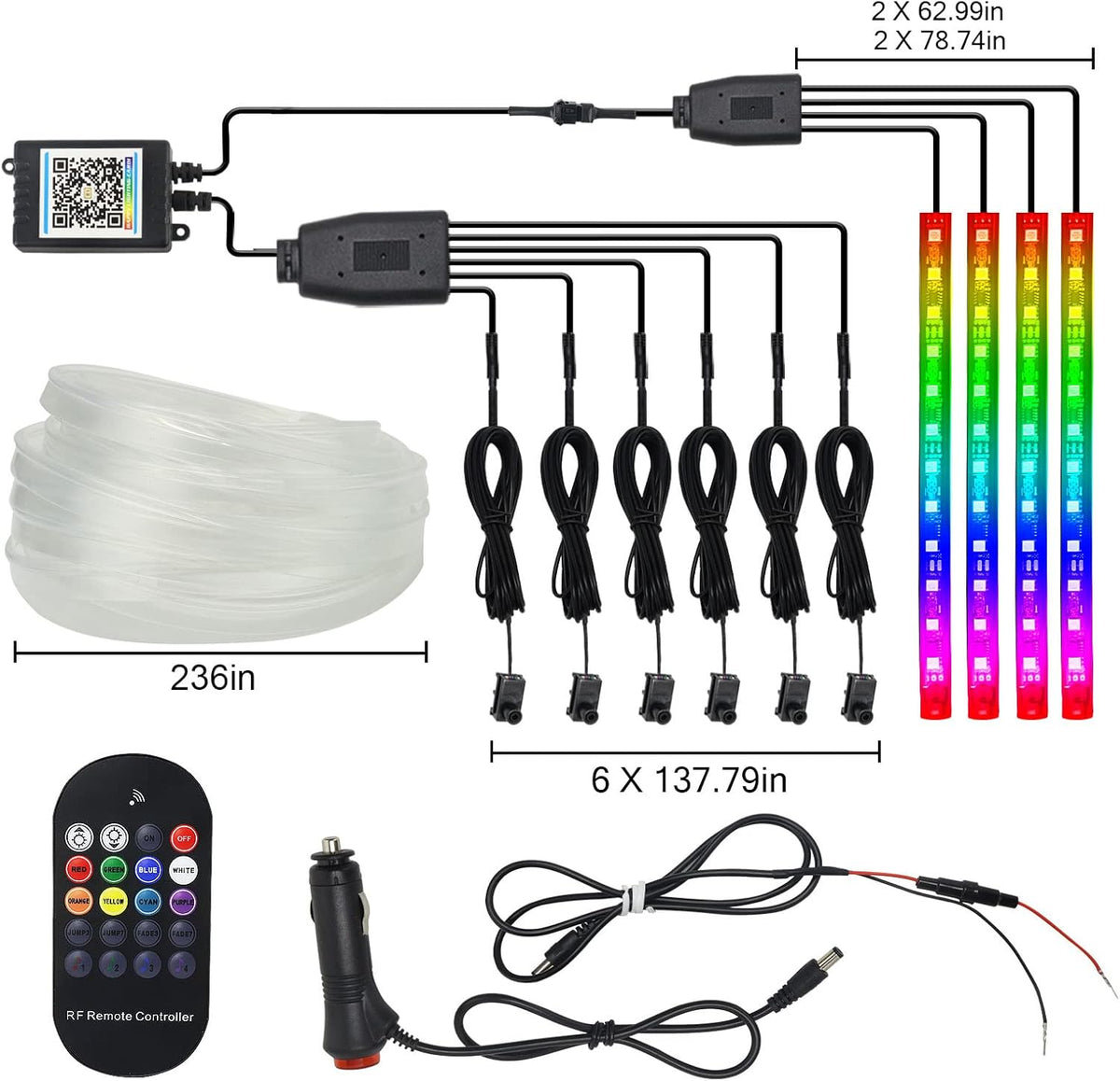 10 in 1 Car LED Strip Lights with APP Control B530271