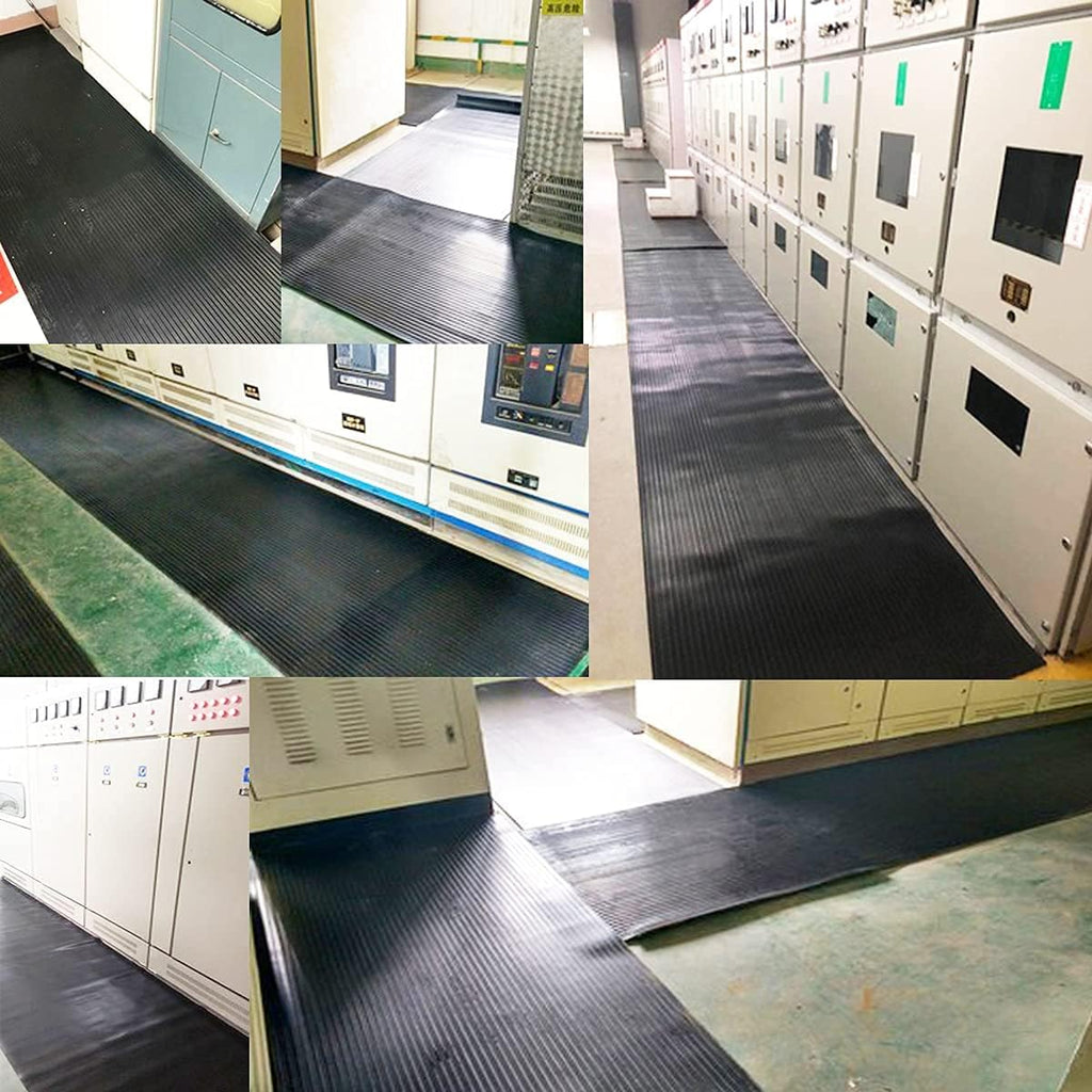 16.4ft x 3.3ft Black Non-Slip Rubber Floor Mat Roll O5032