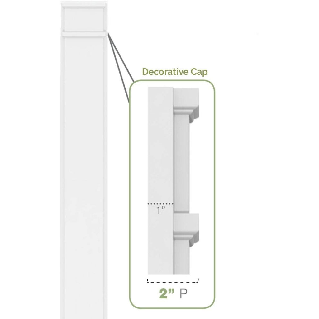 Two Equal Flat Panel PVC Pilaster with Decorative Capital & Base (Pair) T373