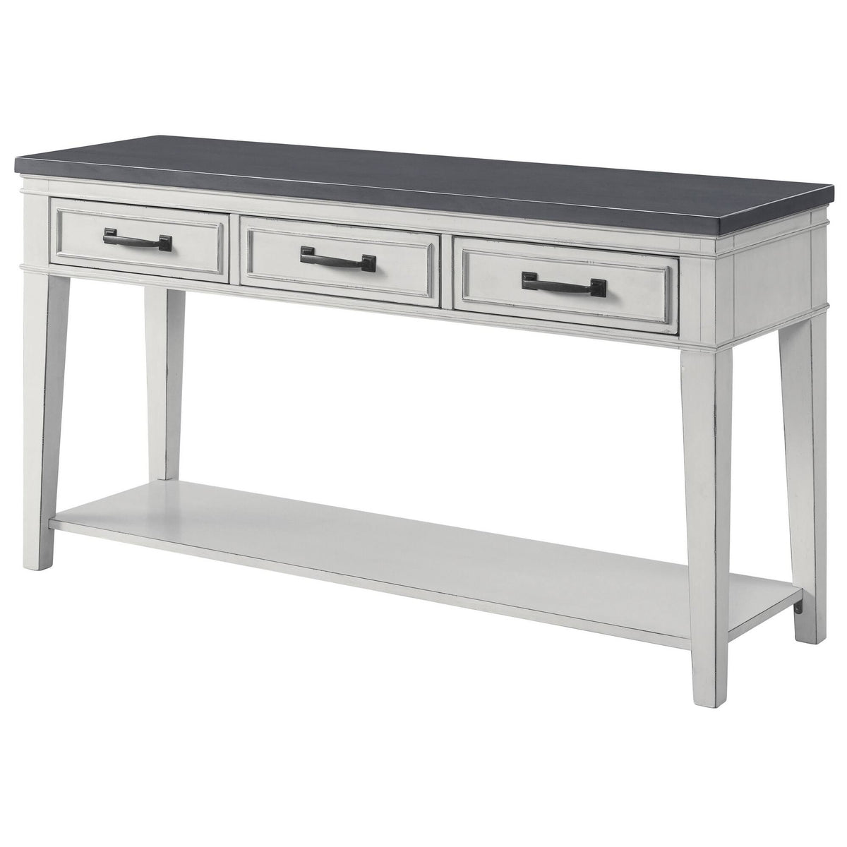 White and Gray 3 Drawer Console Table with Bottom Shelf H903