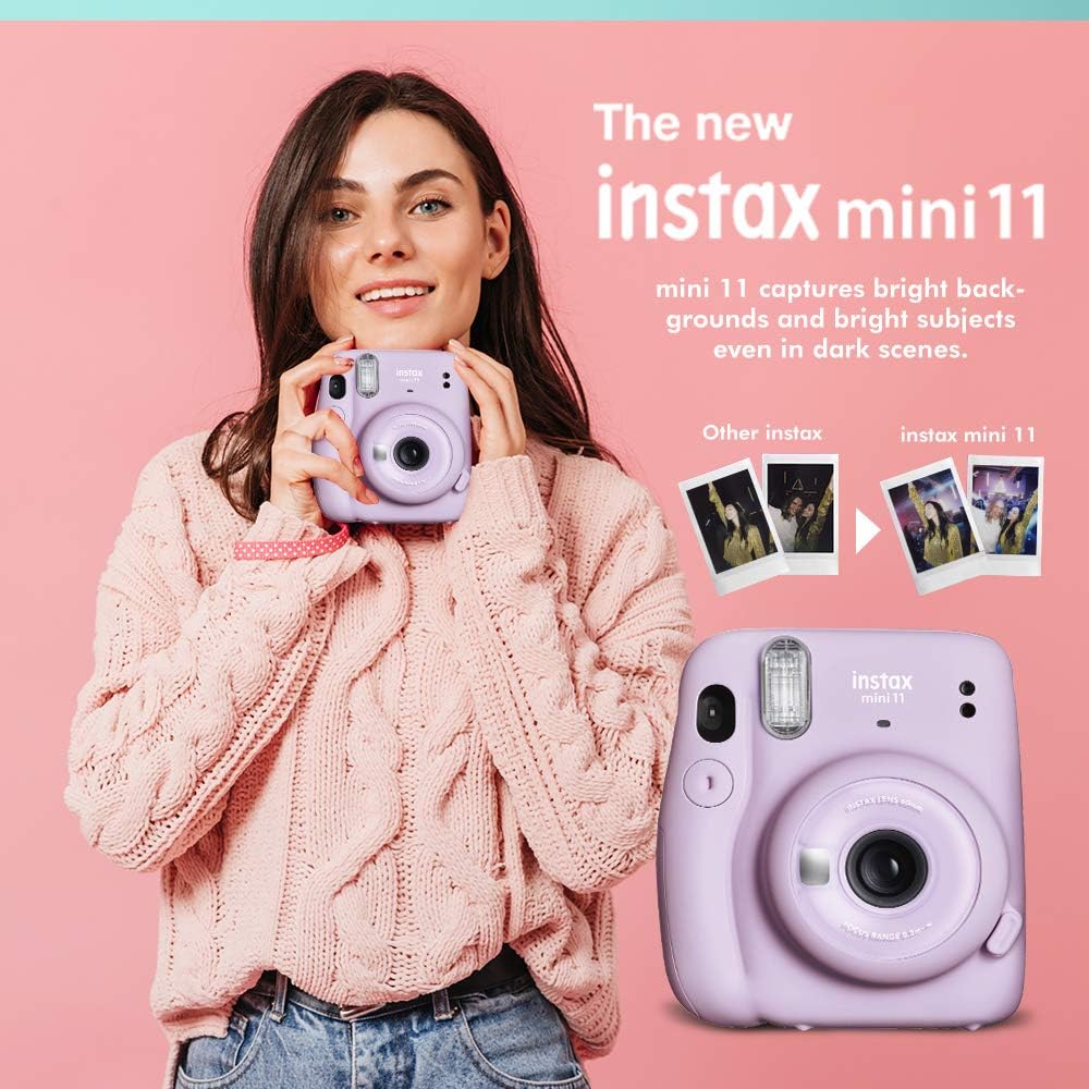 Lilac Purple Instant Film Camera with Twin Film 40 Exposures and Accessory Case A714
