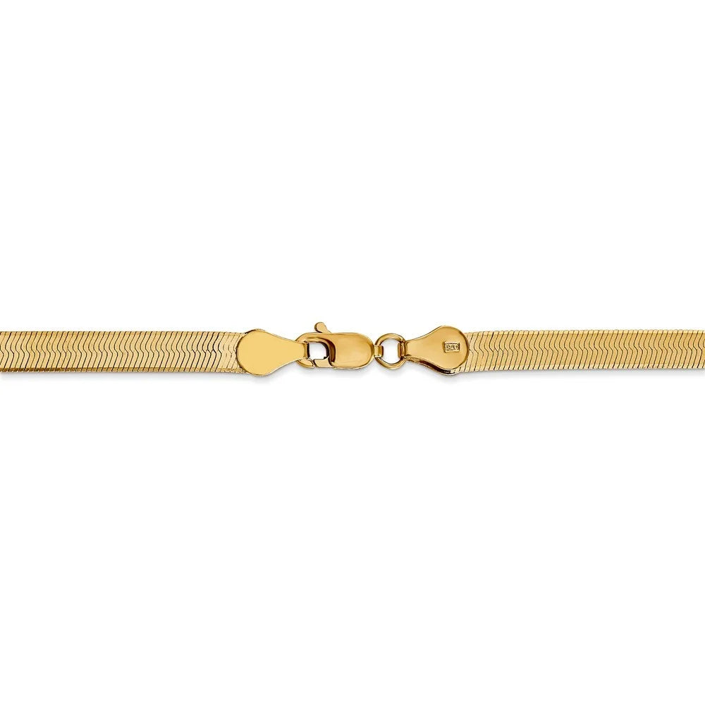 14 Karat Yellow Gold Herringbone Chain Bracelet V206