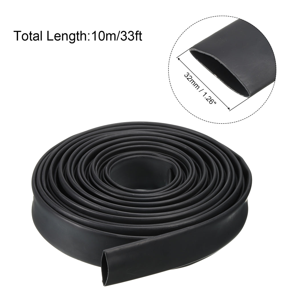 1-1/4" Dia 33ft 4:1 Dual Wall Adhesive Lined Heat Shrink Tubing Black Q797