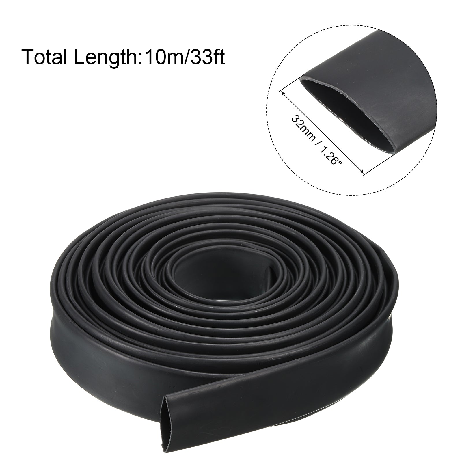 1-1/4" Dia 33ft 4:1 Dual Wall Adhesive Lined Heat Shrink Tubing Black Q797