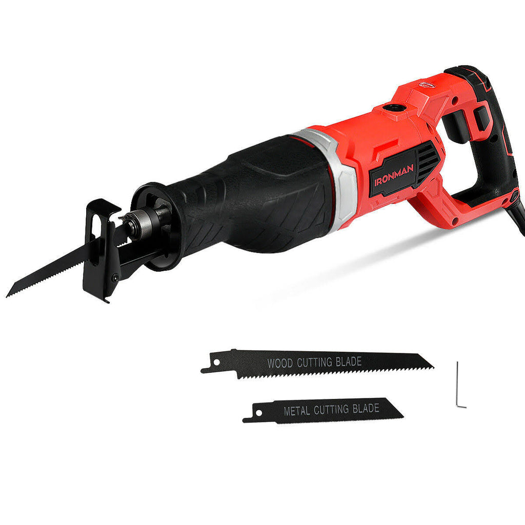 Electric Reciprocating Saw Handheld Wood & Metal Cutting Tool Kit with 3 Blades N895