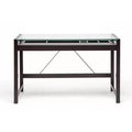 Dark Brown Wood Desk with Glass Top G72571