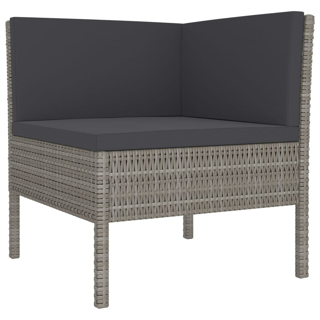 9 Piece Gray Poly Rattan Outdoor Sectional Sofa Set with Coffee Table E904088
