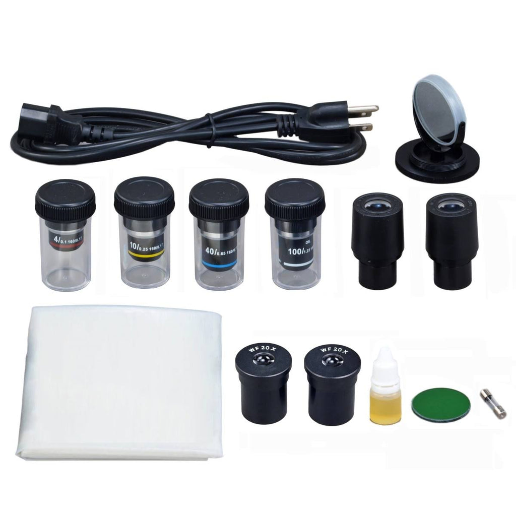 40X-2000X Compound Binocular LED Biological Microscope with Aluminum Carrying Case O2339