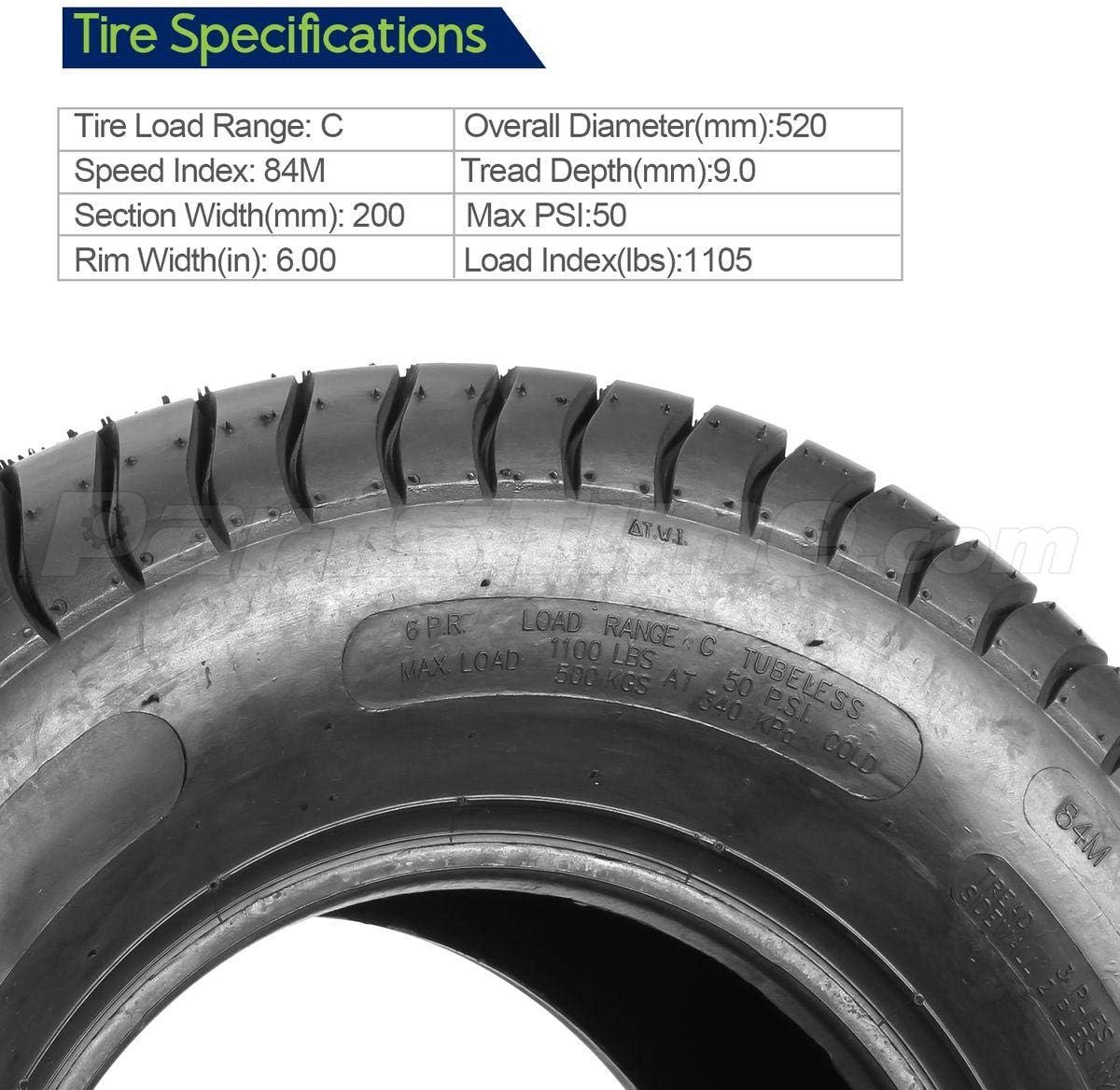 20.5x8-10 6PR Load Range C Trailer Tires, Set of 2 J428588