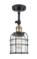 Matte Black Small Bell Cage Semi-Flush Mount Light M49805