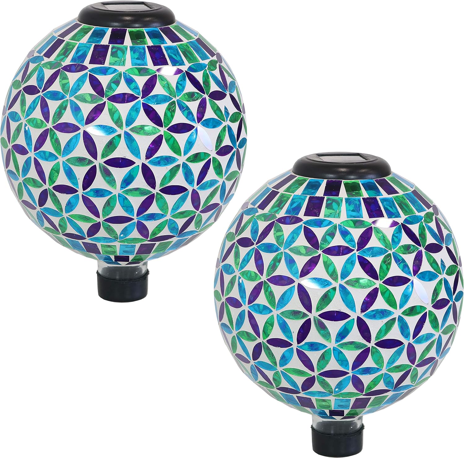 Blue 10-Inch Glass Mosaic Gazing Globe with Solar Light M7587