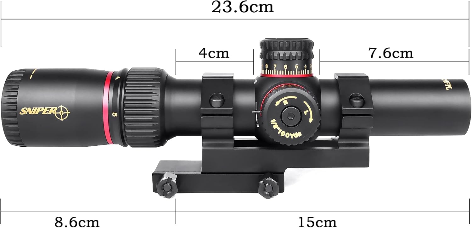 1-5X24 FFP Scope with Red/Green Illuminated Reticle and Scope Mount I1733