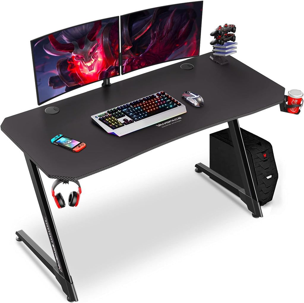 55 Inch Ergonomic Gaming Desk with Full-Covered Mouse Pad Z2296