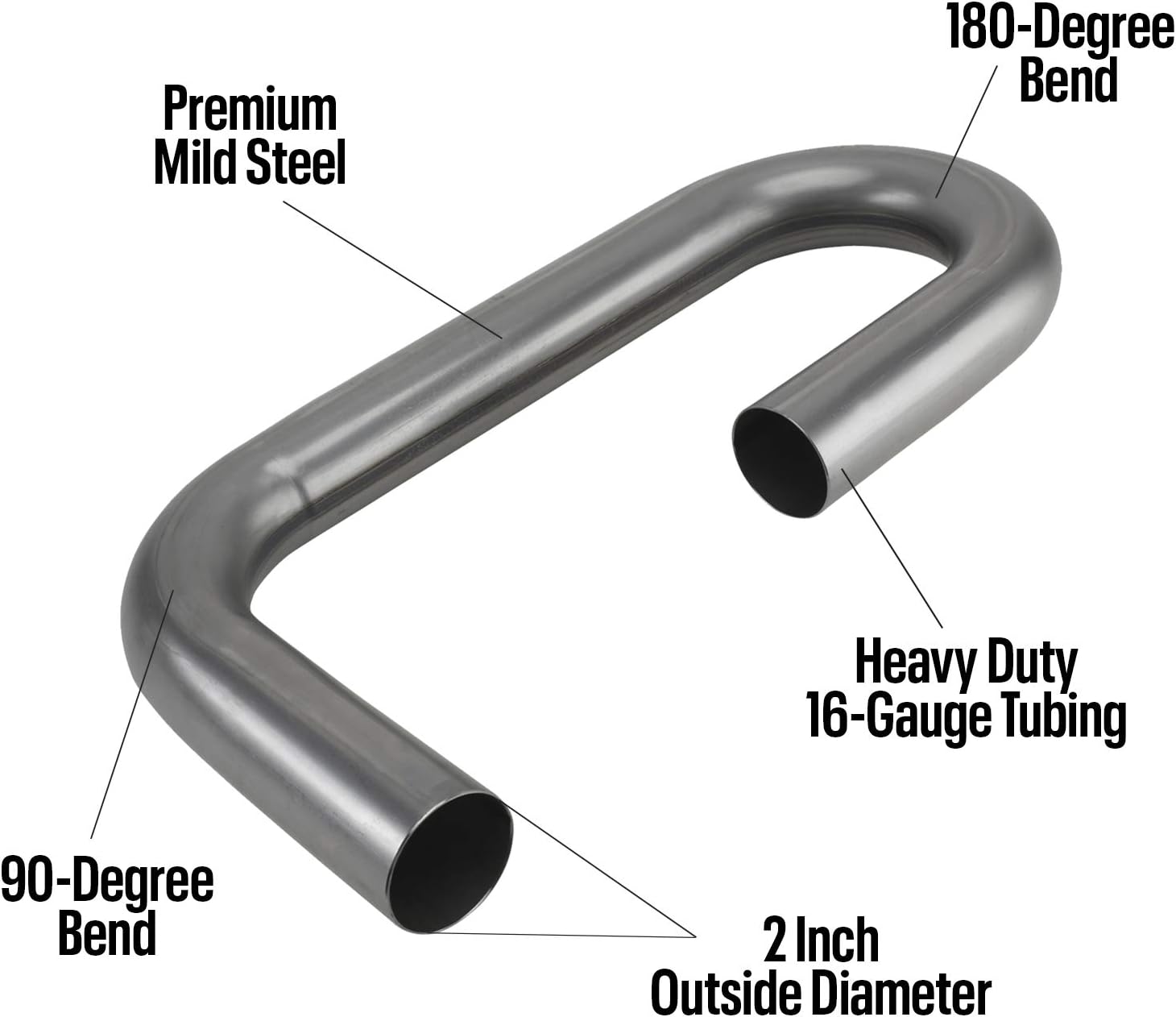 2 Inch Mild Steel Exhaust Pipe Pack of 2 H2184