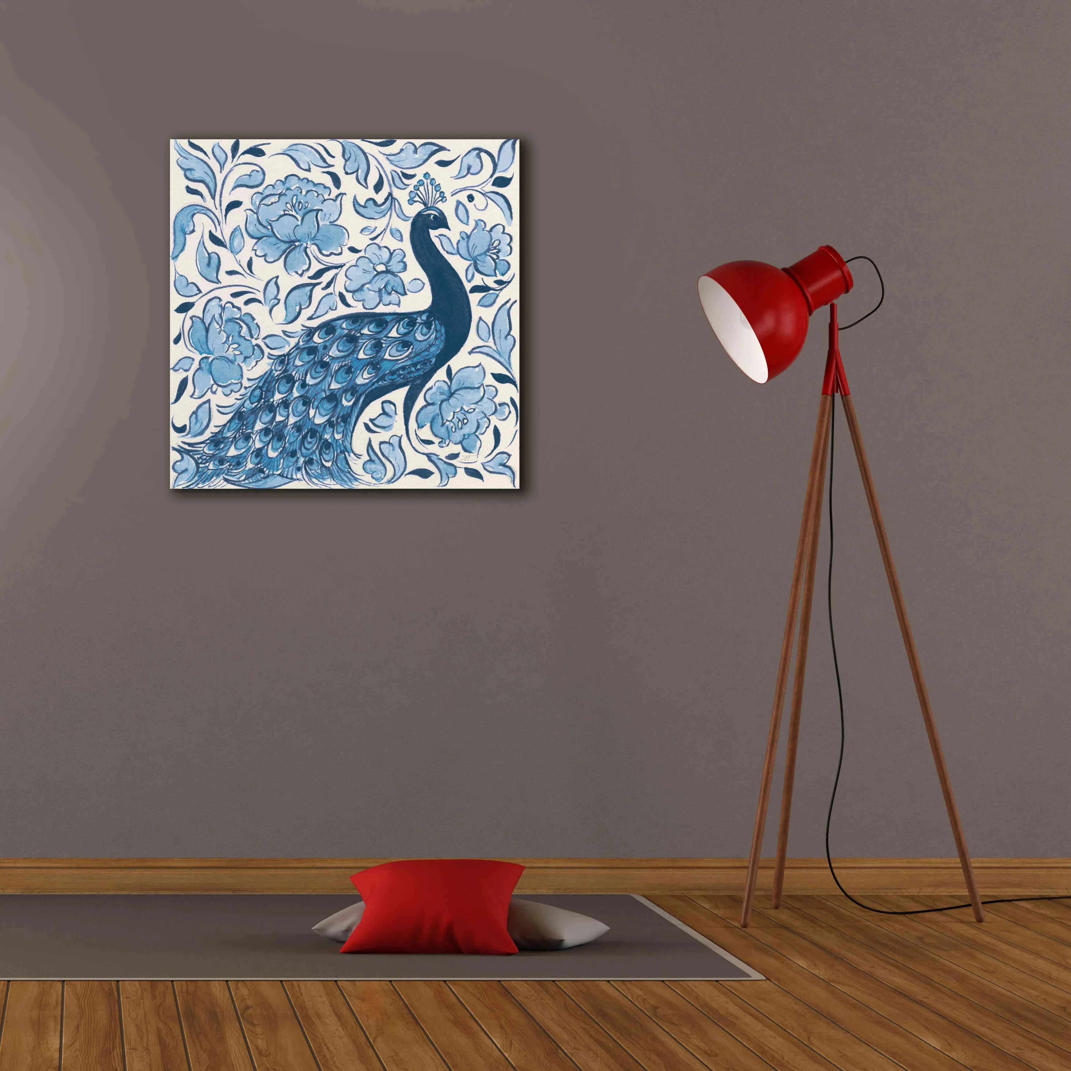 Peacock Garden IV Giclee Canvas Wall Art, 26"x26" T990014