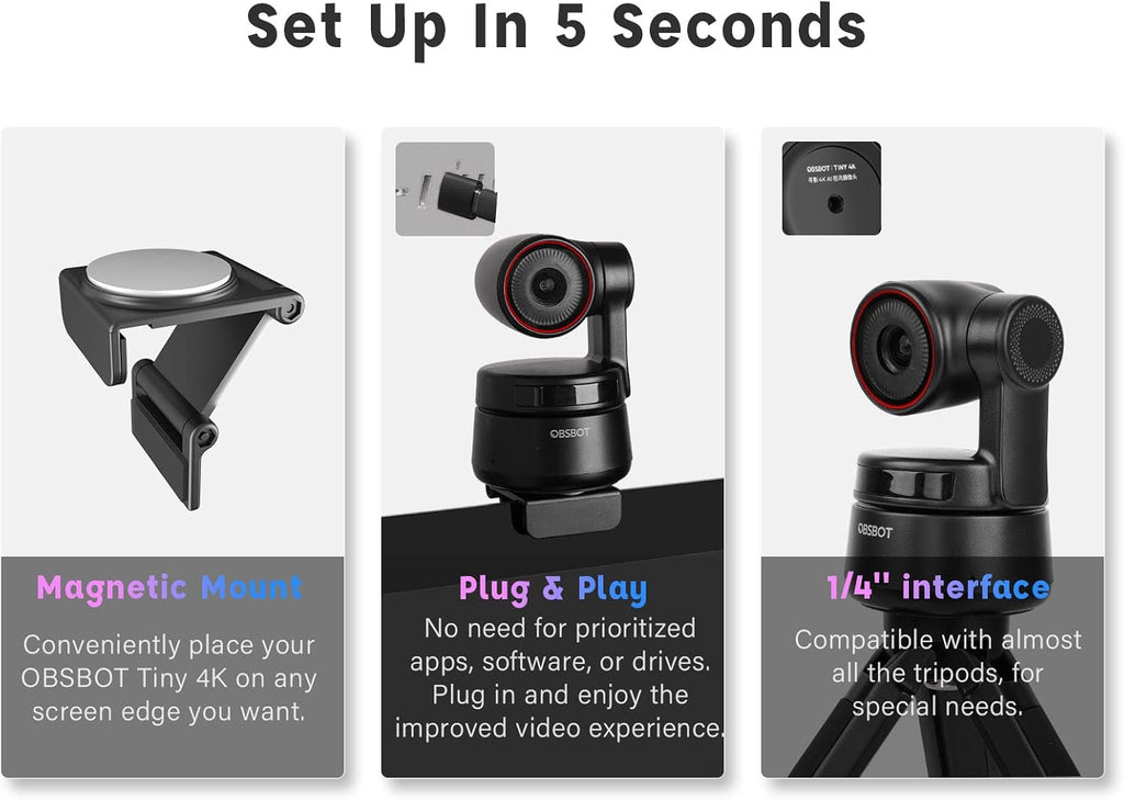 4K PTZ Webcam with Dual Omni-Directional Mic 4X Zoom Q415
