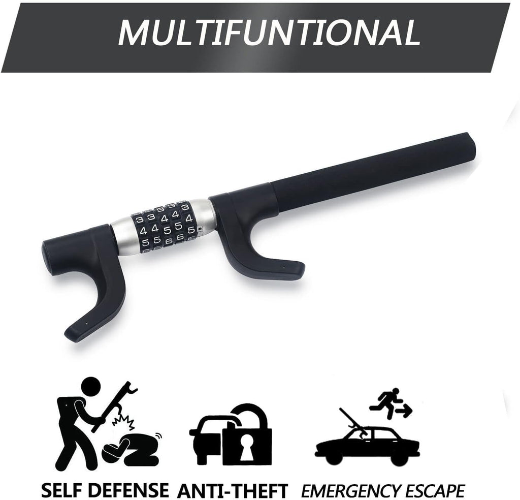 Heavy Duty Retractable Two Hooks Steering Wheel Lock D875