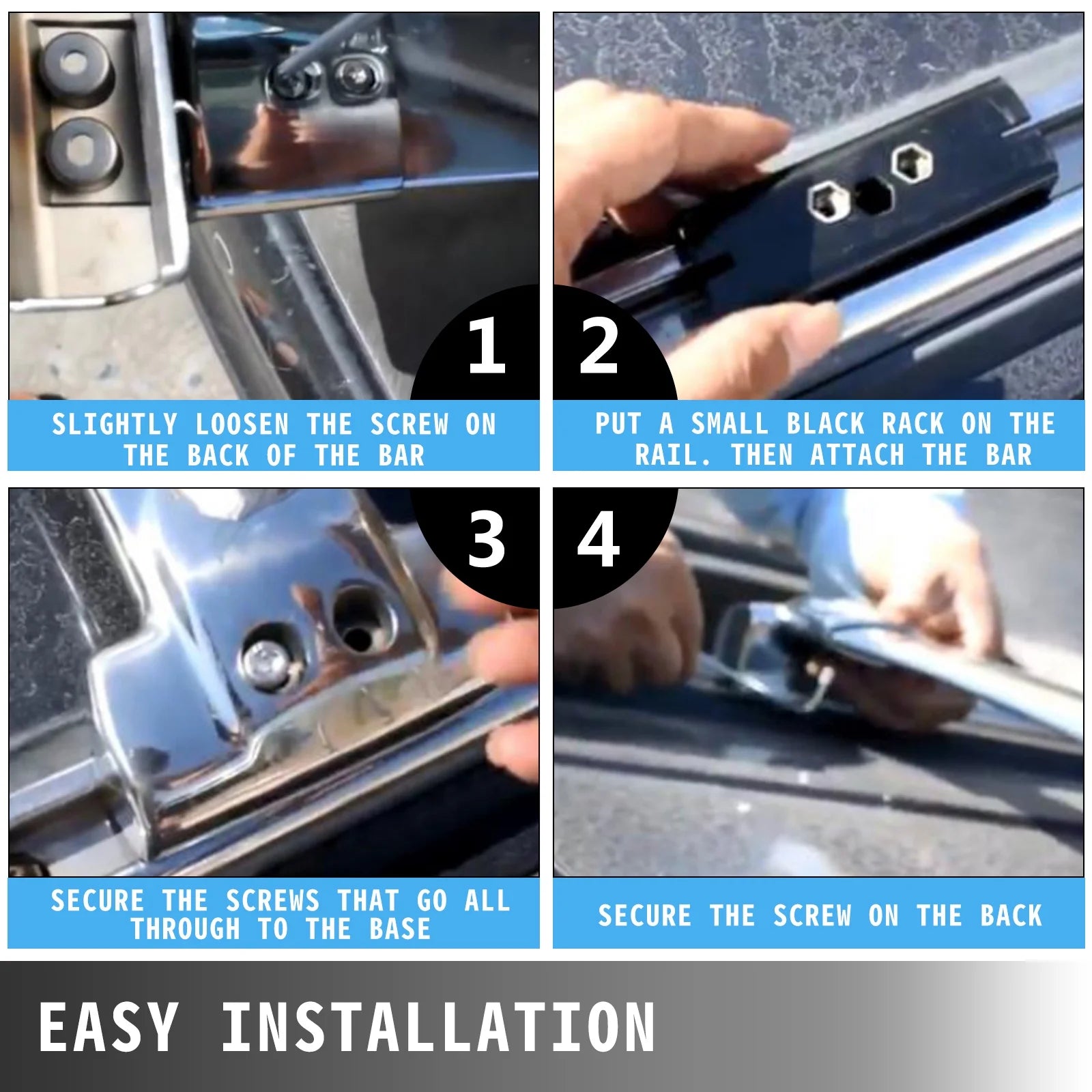 Silver Stainless Steel Roof Rack Cross Bar Pair B2478