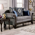 Grey Chenille Rolled Arms Loveseat U2950