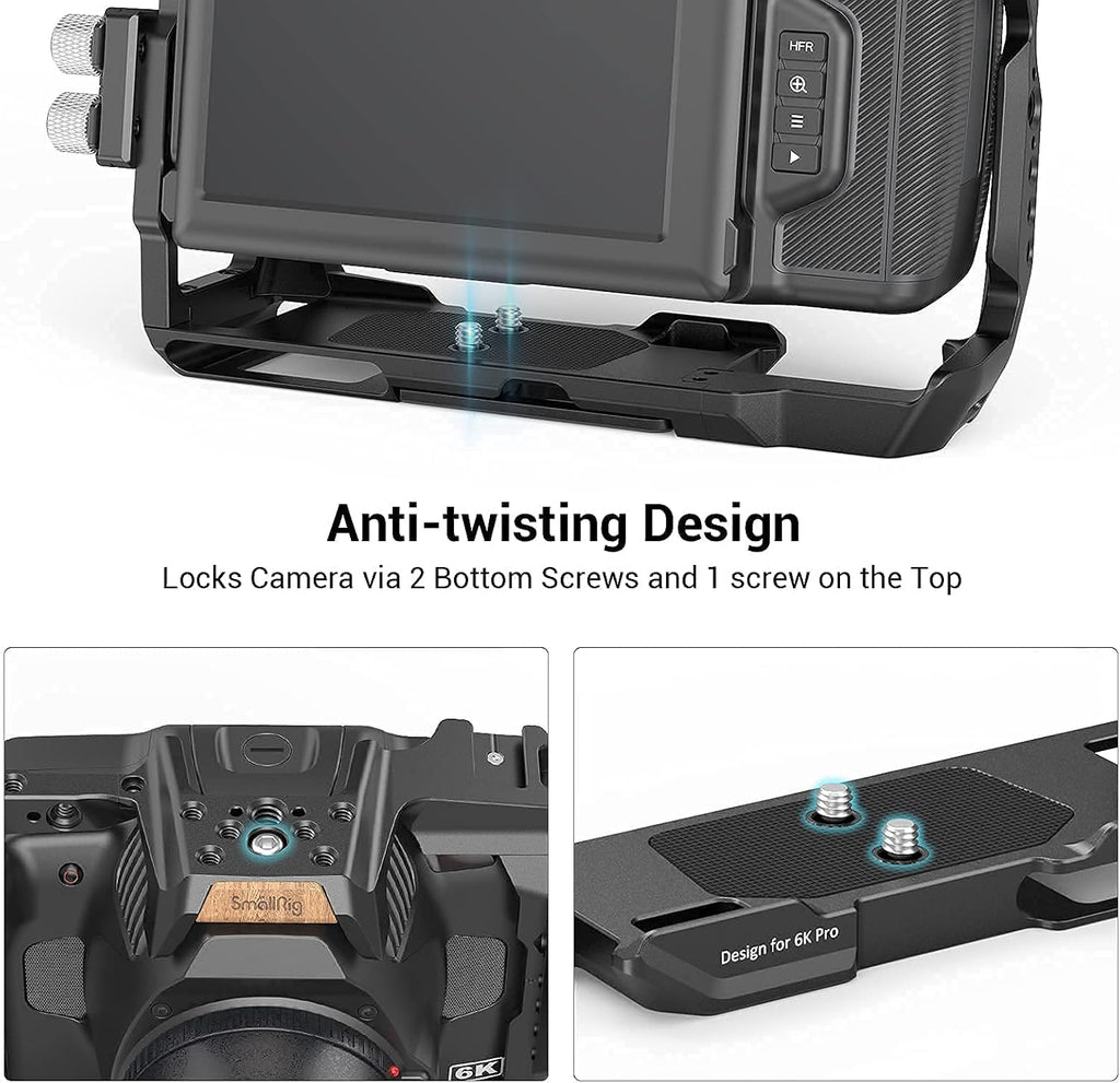 Cage for BMPCC 6K Pro with Quick Release Safety Rail and NATO Top Handle X30457