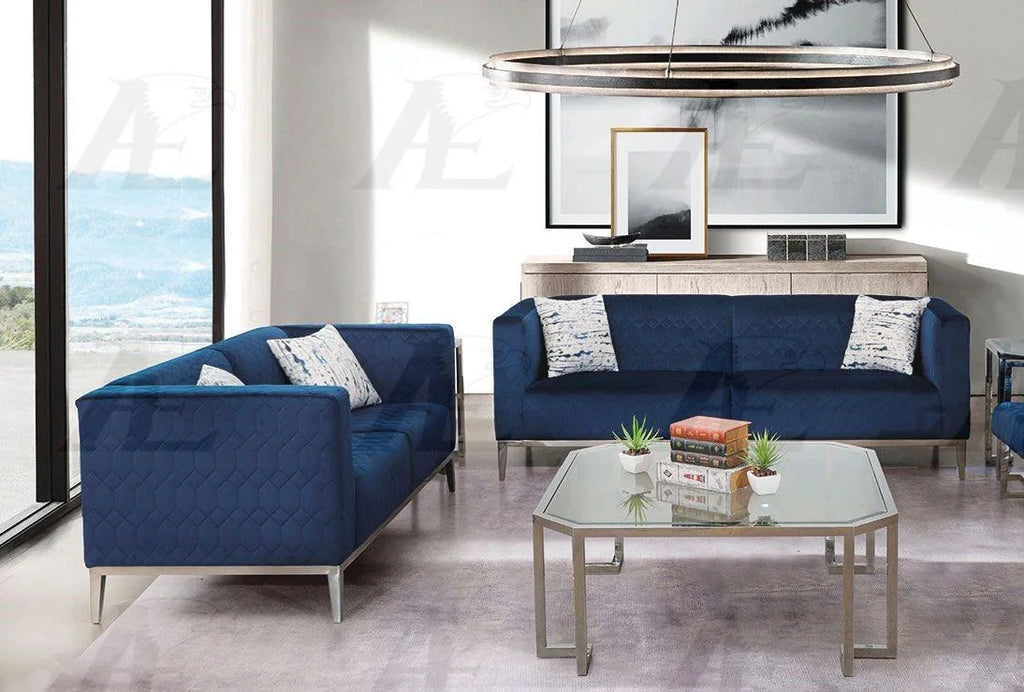 Dark Blue Fabric Sofa & Loveseat Set 2 Pcs H179647
