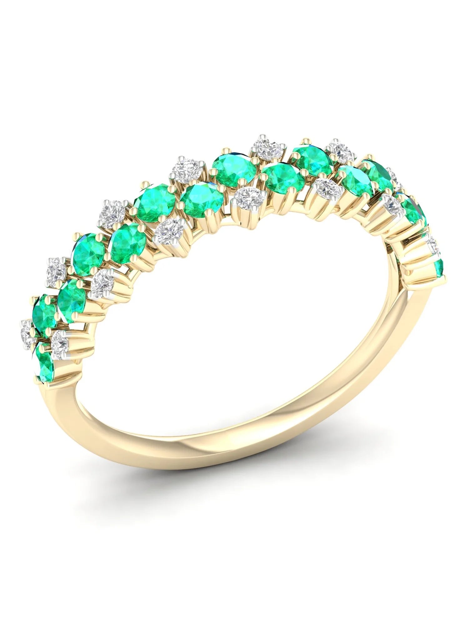 10k Yellow Gold Emerald Diamond Women's Band F78360