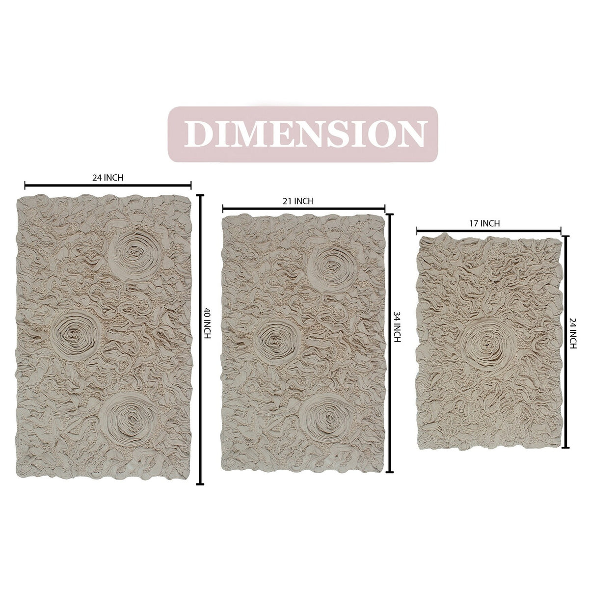 Linen 3 Piece Set Bathroom Rug N123