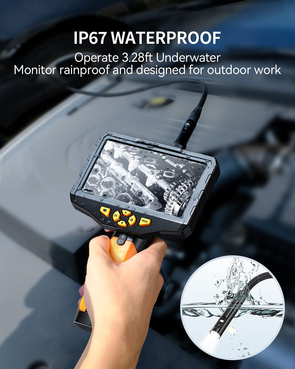 16.4ft Waterproof Flexible Borescope Inspection Camera with Light A464725