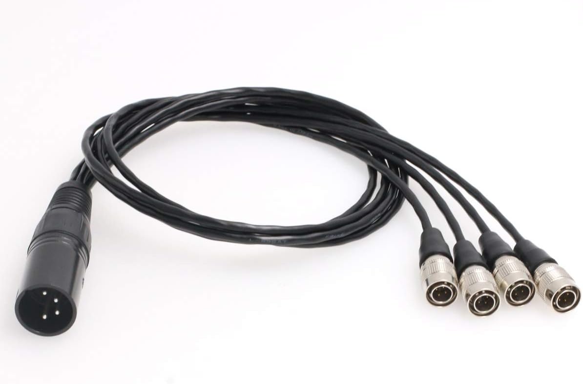 XLR 4 Pin Male to 4 Split Hirose 4 Pin Male Power Cable, Pack of 2 N9765