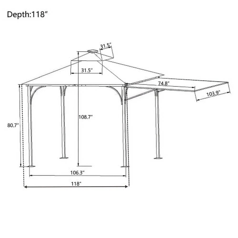 9.8ft. x 9.8ft. Outdoor Patio Gazebo with LED Light, Brown S74653