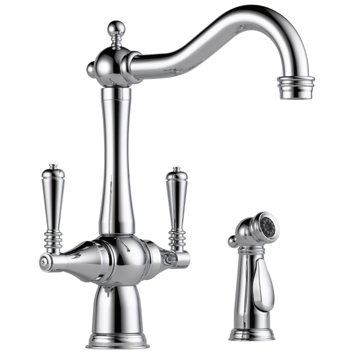 Chrome Two Handle Kitchen Faucet with Spray F1025