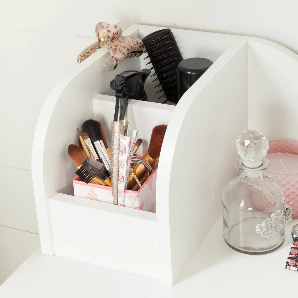 White 2-Door Makeup Desk with Baskets E86618