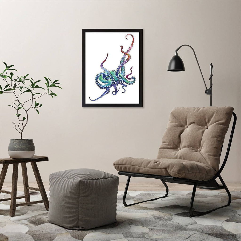 Rainbow Octopus Black Frame 24x22x36x22 L43638