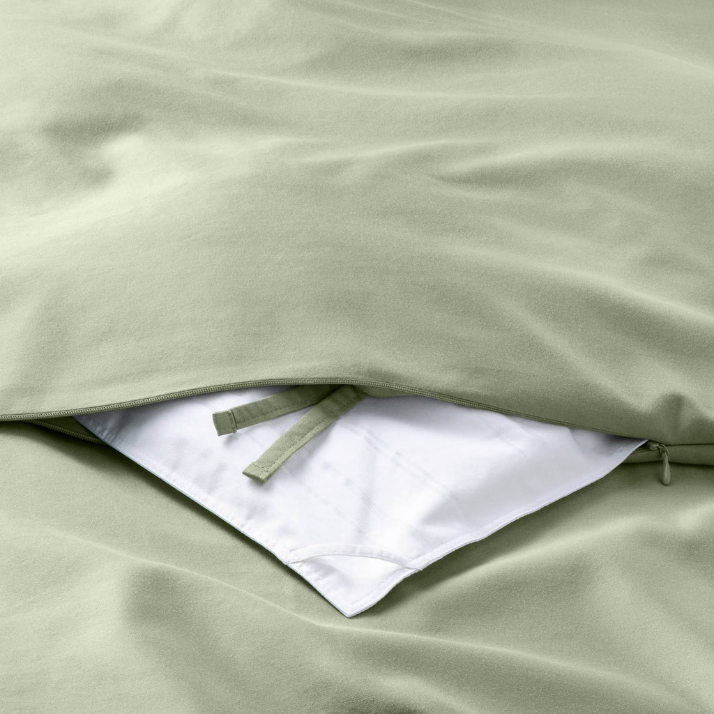 Sage Green Supima Washed Sateen Duvet & Sham Set I395