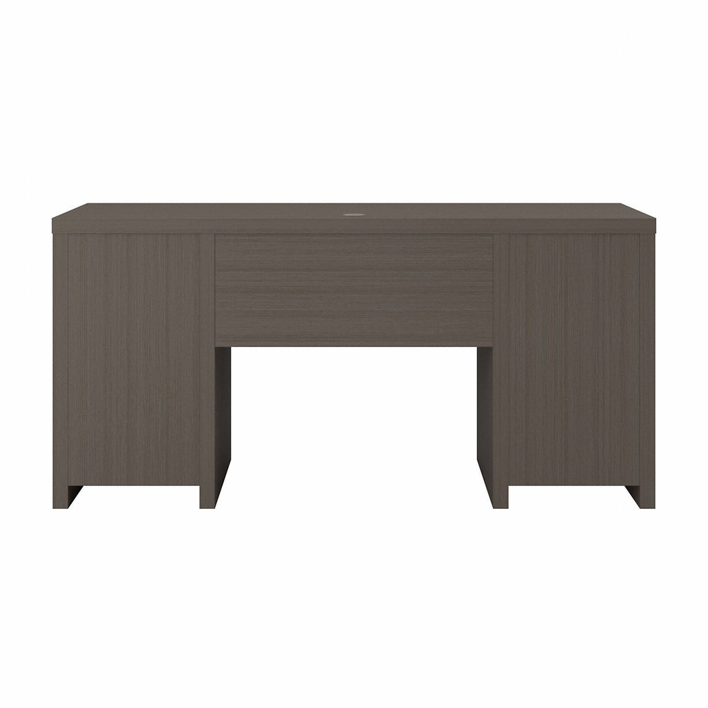 Modern Computer Desk with Storage Cabinets and Shelves Restored Gray C81071