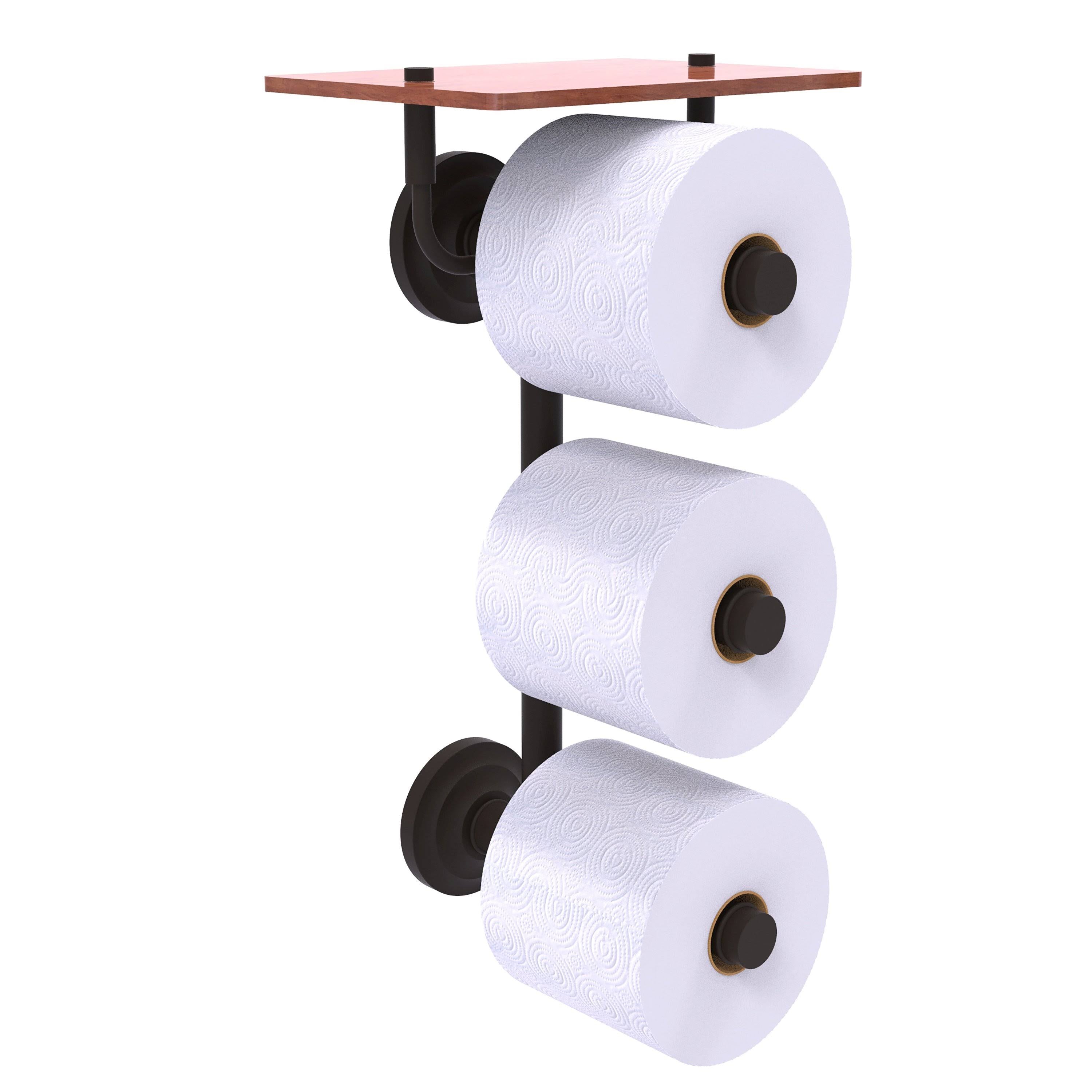Oil Rubbed Bronze Wall Mount Toilet Paper Holder with Wood Shelf I657704