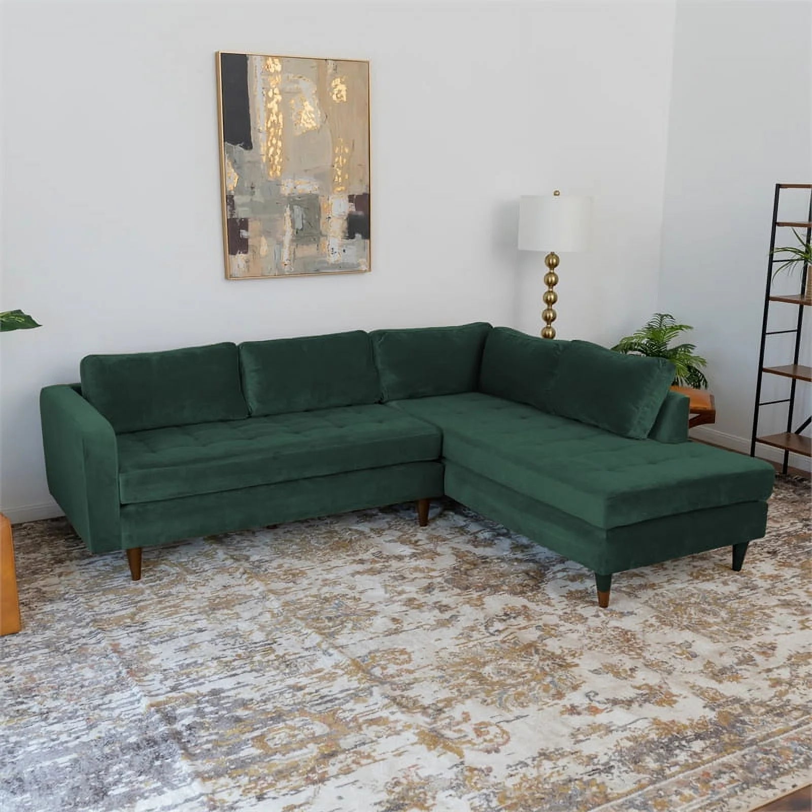 Green Velvet Corner Sectional Sofa Y7655