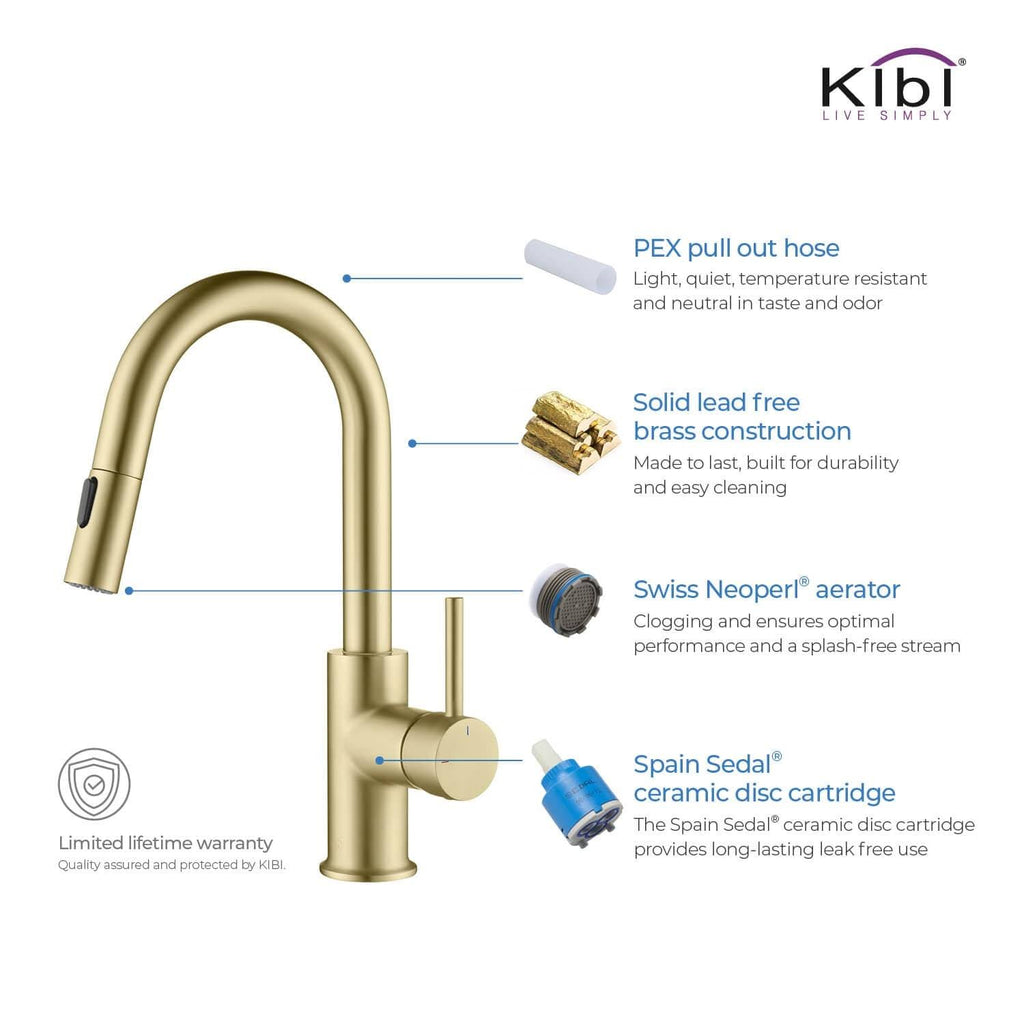 Single Hole Pull-Down Kitchen Faucet with Soap Dispenser Brushed Nickel L5730