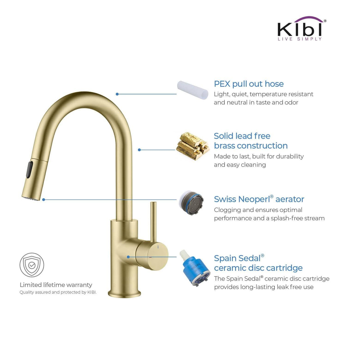 Single Hole Pull-Down Kitchen Faucet with Soap Dispenser Brushed Nickel L5730
