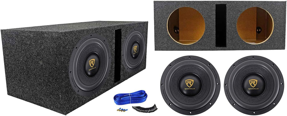 10 6400 Watt Car Subwoofers with Vented Sub Box Enclosure H26020
