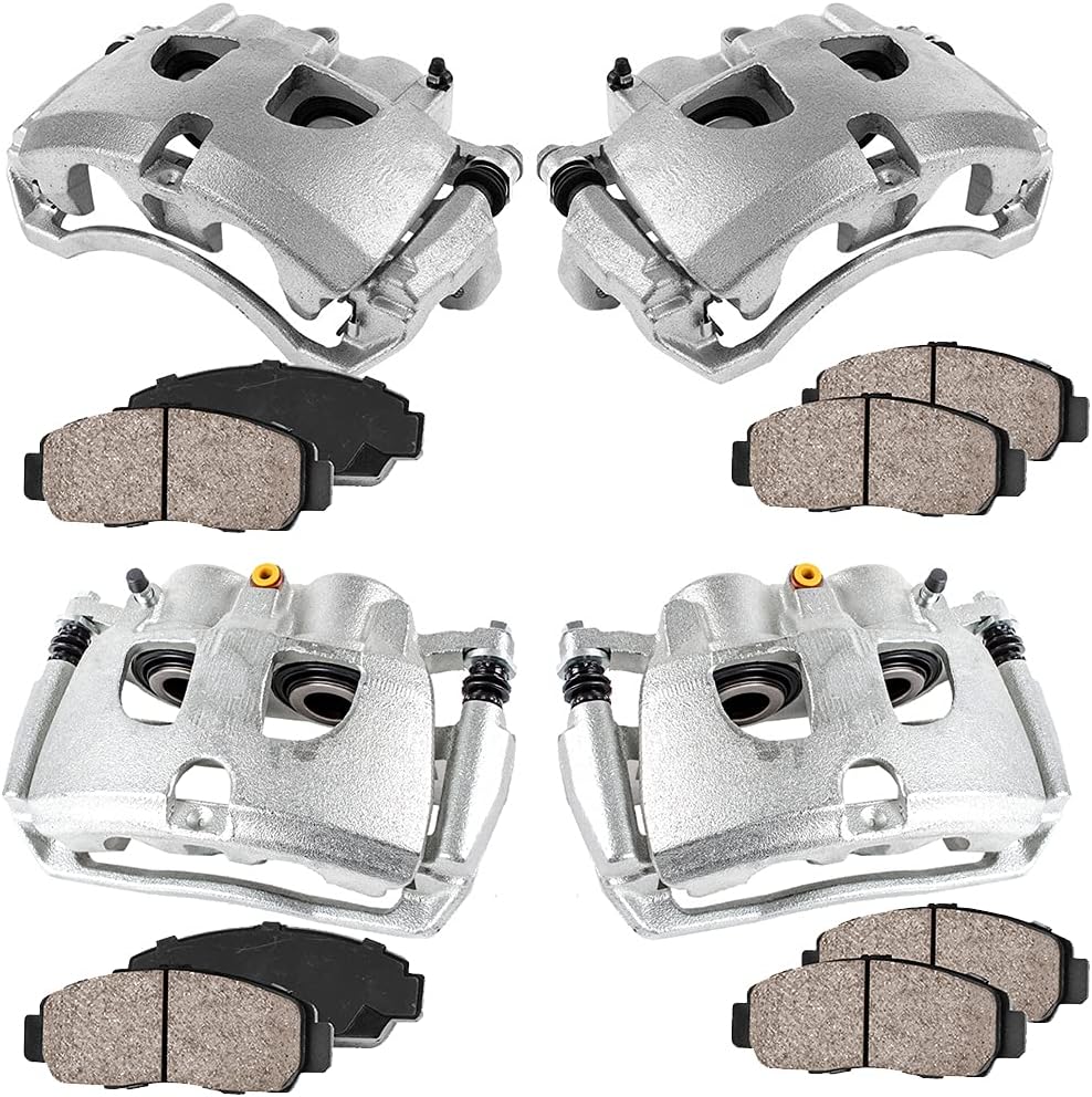 Front and Rear Ceramic Brake Pads Kit with Calipers S48571