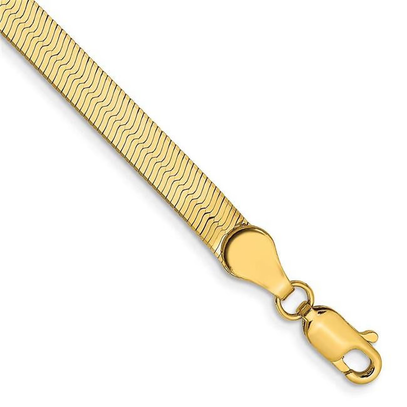 14 Karat Yellow Gold Herringbone Chain Bracelet V206