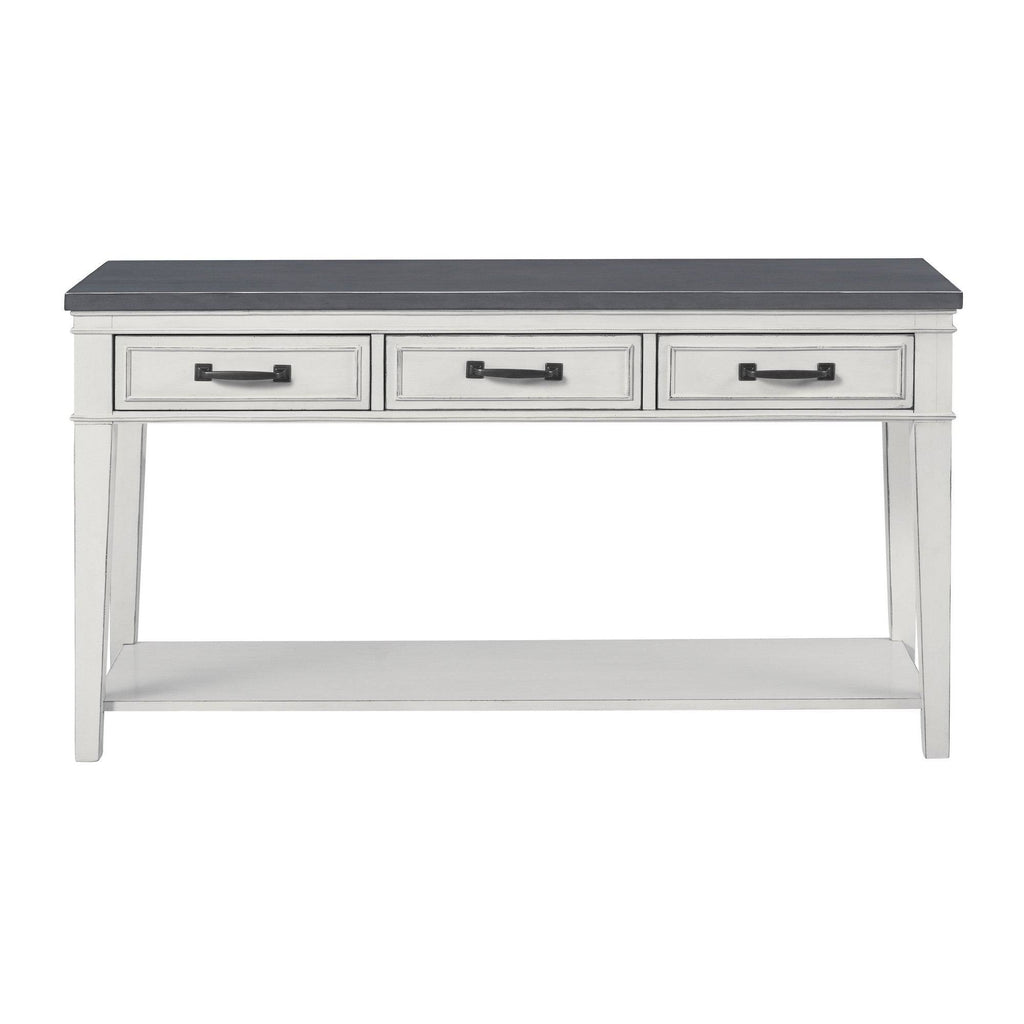 White and Gray 3 Drawer Console Table with Bottom Shelf H903