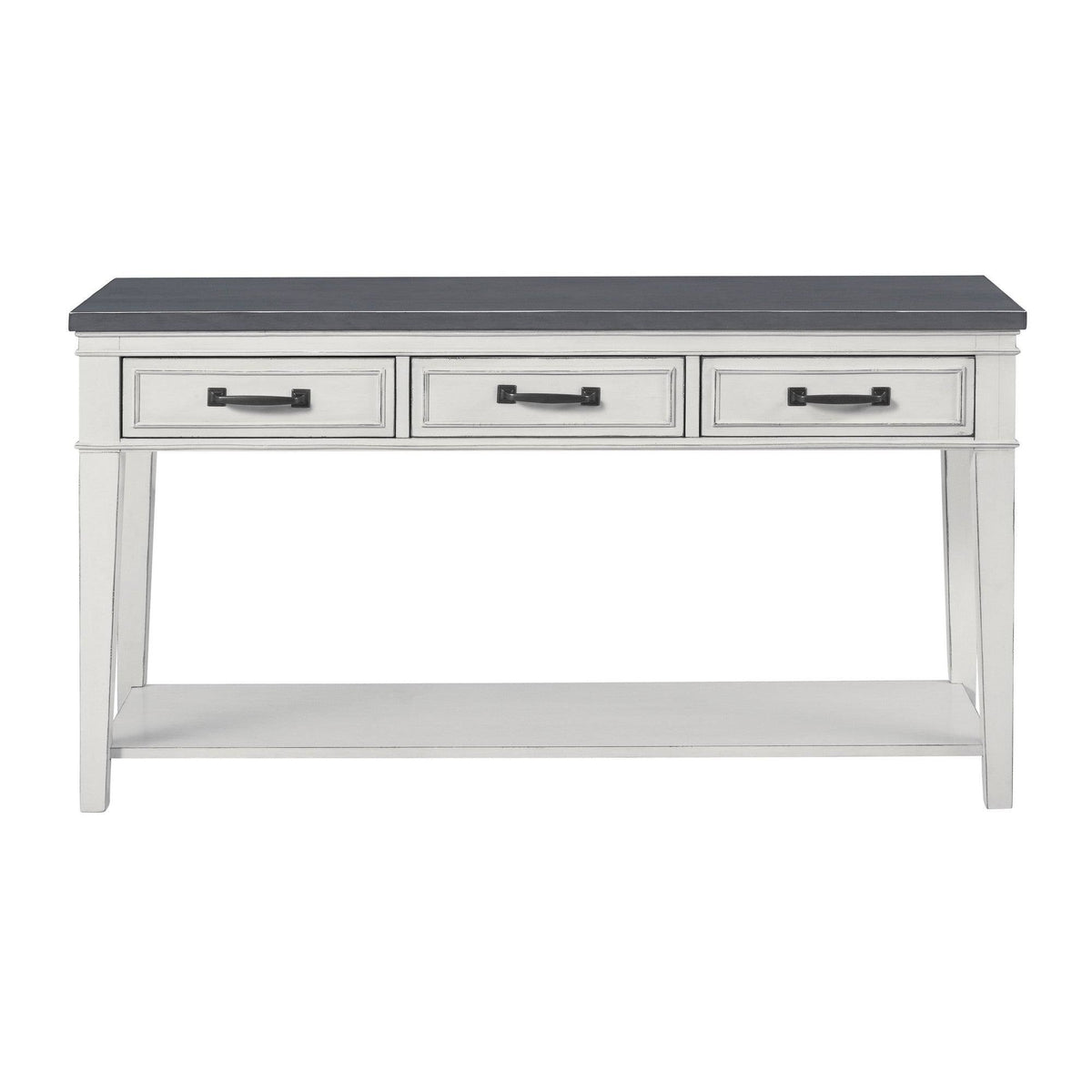 White and Gray 3 Drawer Console Table with Bottom Shelf H903