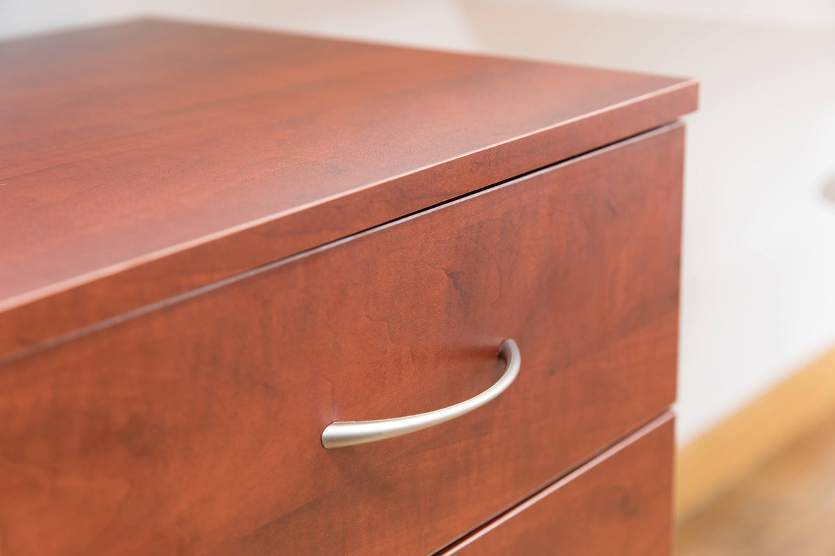 Cherry 3 Drawer File Cabinet with Rolling Casters J9356