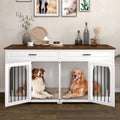 White 74.8 Inch Heavy Duty Wooden Dog Crate with 2 Drawers F802