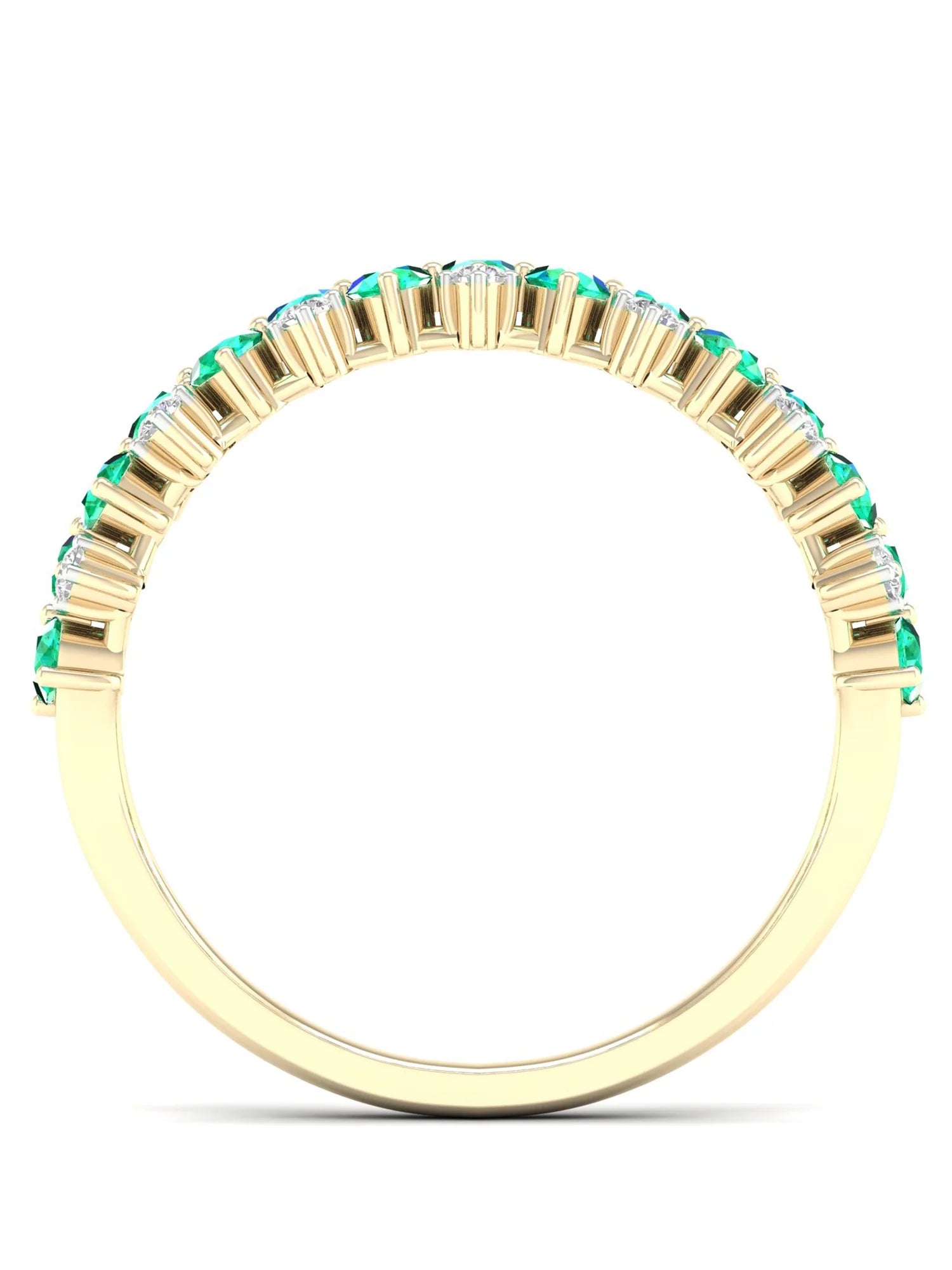 10k Yellow Gold Emerald Diamond Women's Band F78360