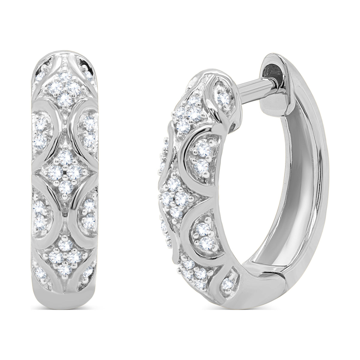 18K White Gold Plated Hoop Earrings V5415
