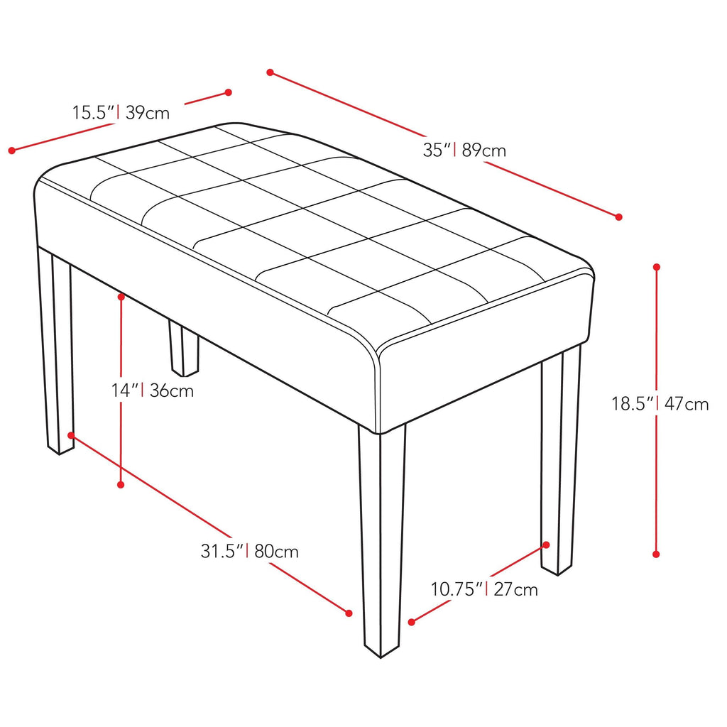 24-Panel Bench in Leatherette Brown M8969